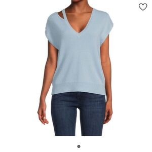Skull Cashmere Light Blue V-Neck Sweater